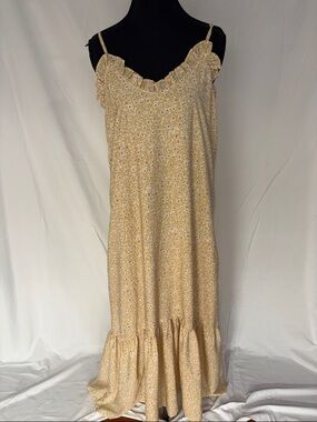 Wishlist Yellow Floral Ruffle-Trim Maxi Dress